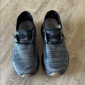 Hey Dude Men’s Gray Knit Slip-On Sneakers with Black Accents